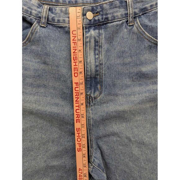 Cider Jeans Womens 3XL Blue Light Wash Wide Leg Cropped High Rise Denim Zip Fly - Picture 6 of 14